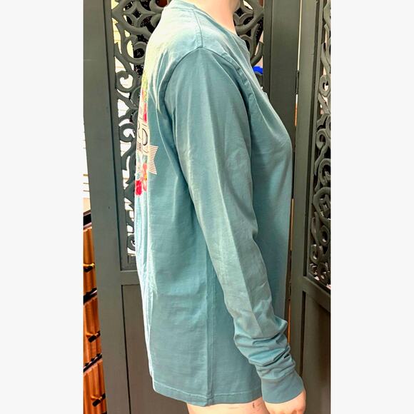 New FLORIDA GATORS Champion Women's Floral Aqua Blue L/S Logo Pocket T-Shirt M - Picture 4 of 6